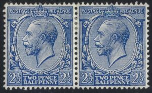 KGV 2½d N21(zd) Dandy Roll variety – Missing R in watermark