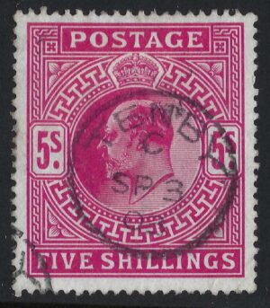 KEVII sg263 5s Bright carmine with fine 1903 TENBY cds