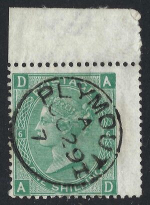 QV sg117 1s green (A-D) plate 6 with fine 187? PLYMOUTH cds