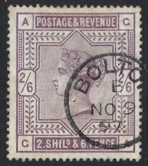 QV sg178 2s6d Lilac (G-A) with fine 1897 BOLTON cds
