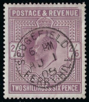 KEVII sg261 2s6d pale dull purple with fine 1908 SEDGEFIELD FERRYHILL cds