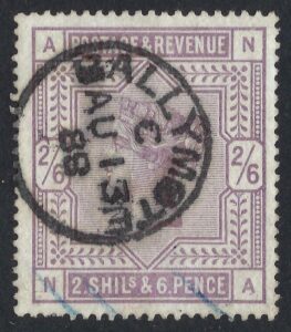 QV sg178 2s6d lilac (N-A) with fine 1888 BALLYMOTE cds