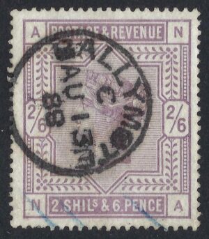 QV sg178 2s6d lilac (N-A) with fine 1888 BALLYMOTE cds