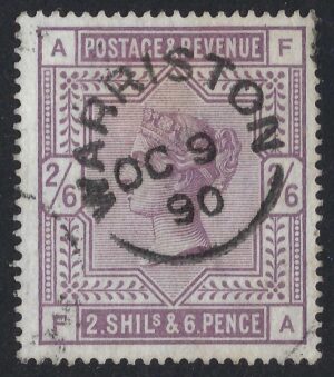 QV sg178 2s6d Lilac (F-A) with fine 1890 WARRISTON cds