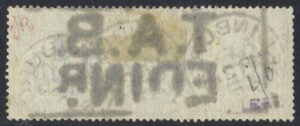 QV sg185 £1 brown-lilac P-B (Crowns wmk) with T.A.B. EDINR and 1885 cds