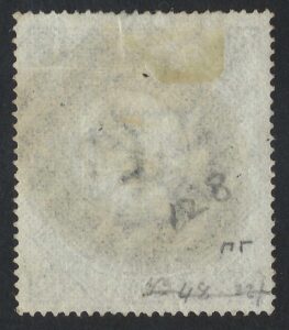 QV sg128 10/- greenish grey (F-B) fine used