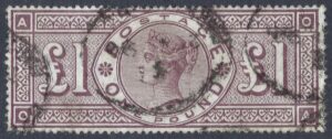 QV sg185 £1 brown-lilac O-A (Crowns wmk) – fine used
