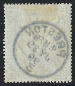 QV sg183 10/- ultramarine (M-A) with fine 1899 PRESTON cds