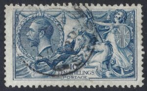 KGV sg417 10s dull grey-blue seahorse – fine used