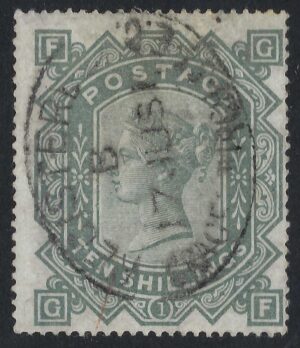QV sg128 10/- greenish grey (G-F) good used example