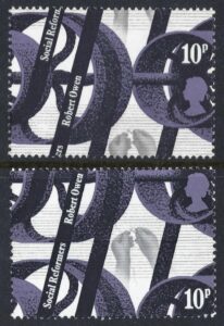 QEII sg1002 Social Reformers variety 10p showing dramatic mis-perf