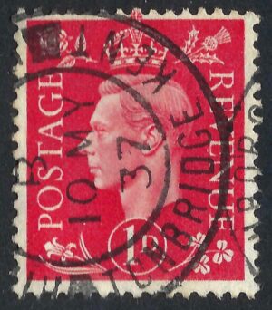 KGVI sg463 1d scarlet with First Day Issue 10th May 1937 cancel