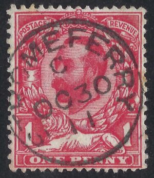 KGV 1d with fine 1911 STROME FERRY postmark