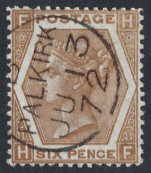 QV sg122a 6d chestnut (H-F) plate 11 with fine 1872 FALKIRK cds