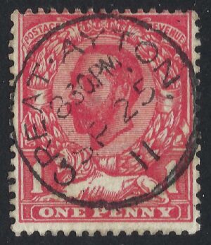 KGV 1d with fine 1911 GREAT AYTON postmark